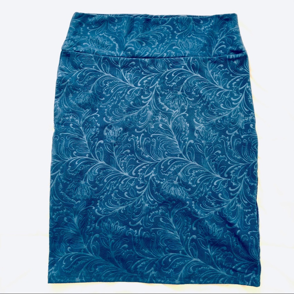 Blue engraved floral LuLaRoe L Cassie